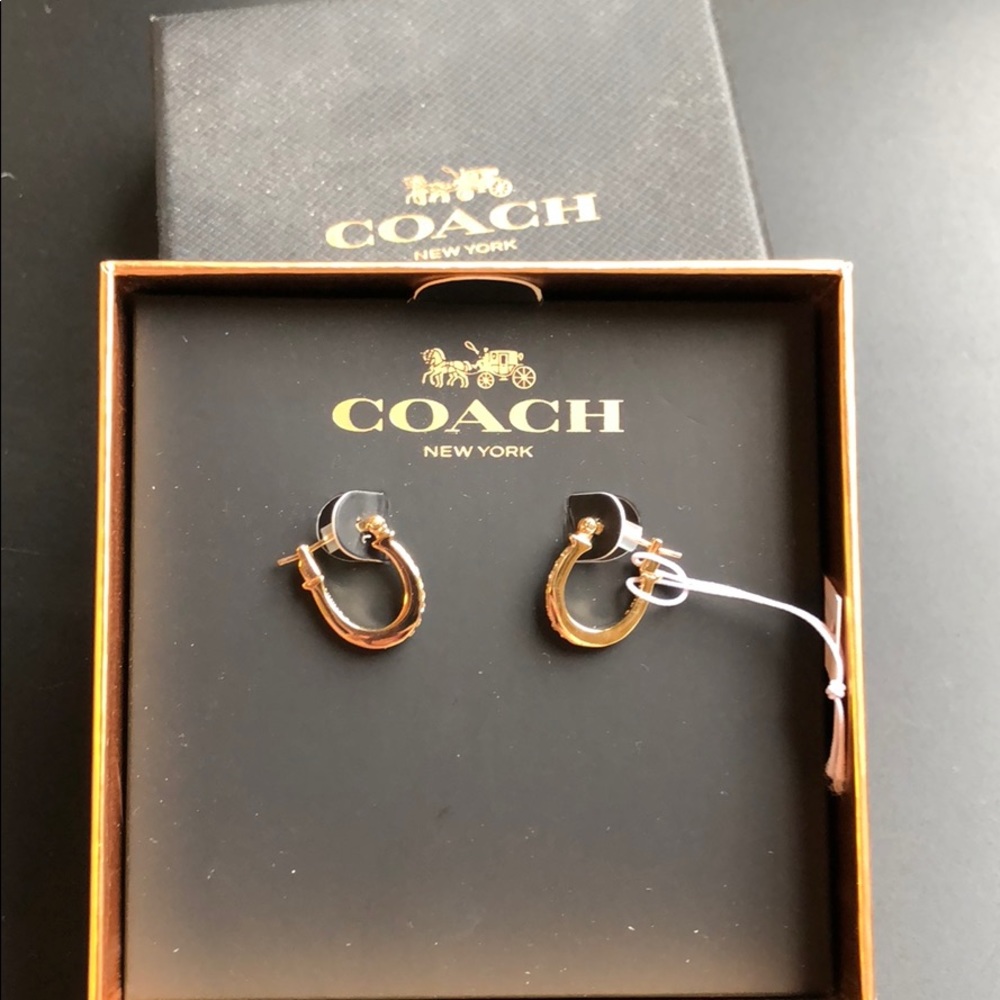 Coach gold and cz small hoop earrings